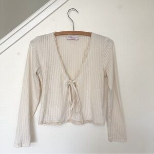 Loud Bodies Pointelle Tie Top